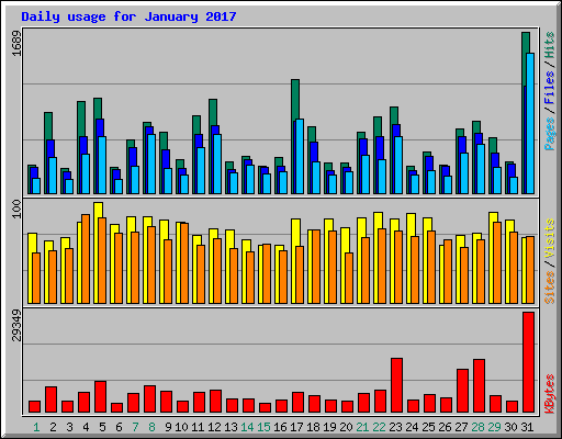 Daily usage for January 2017