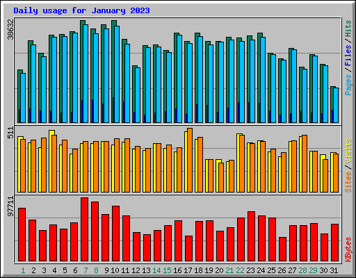 Daily usage for January 2023