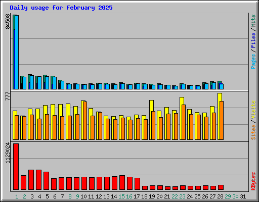 Daily usage for February 2025